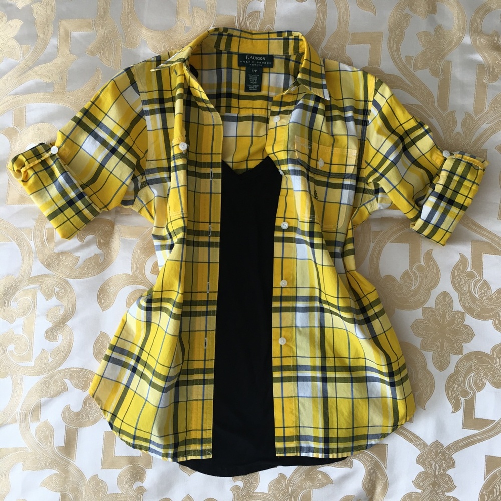 Ralph Lauren Yellow Navy Blue Checkerboard Shirt